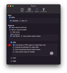 Limit items in PDF report to files only